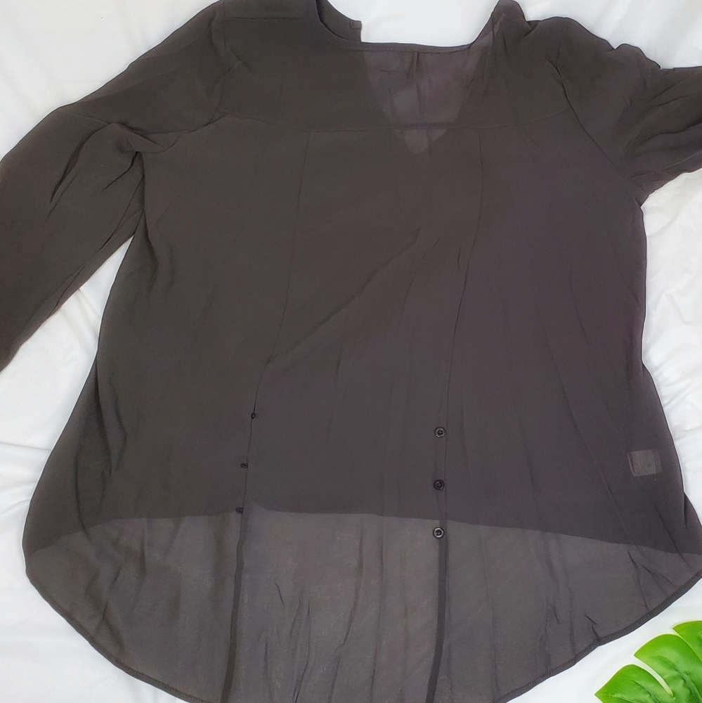 Grey Chic High-Low long-sleeved boho blouse - Picture 9 of 11